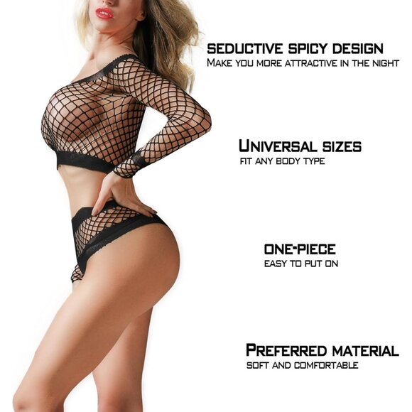 Elegant Women's Fishnet Lingerie Bodysuit - Perfect Gift for Romantic Occasions - Picture 3 of 6